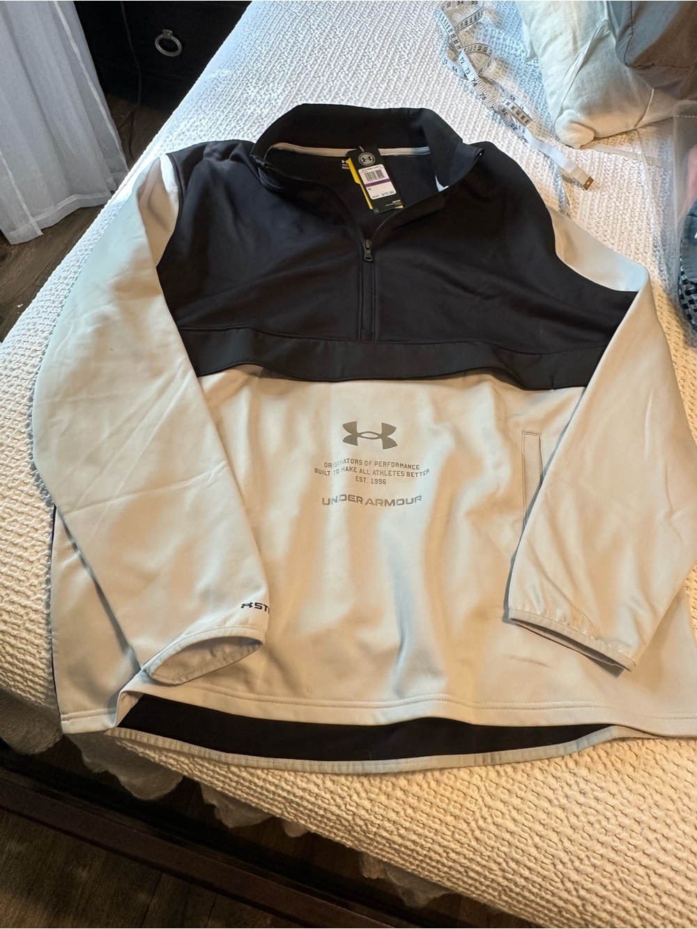 Under Armour Men’s Black and Light Gray Quarter-Zip Pullover Jacket